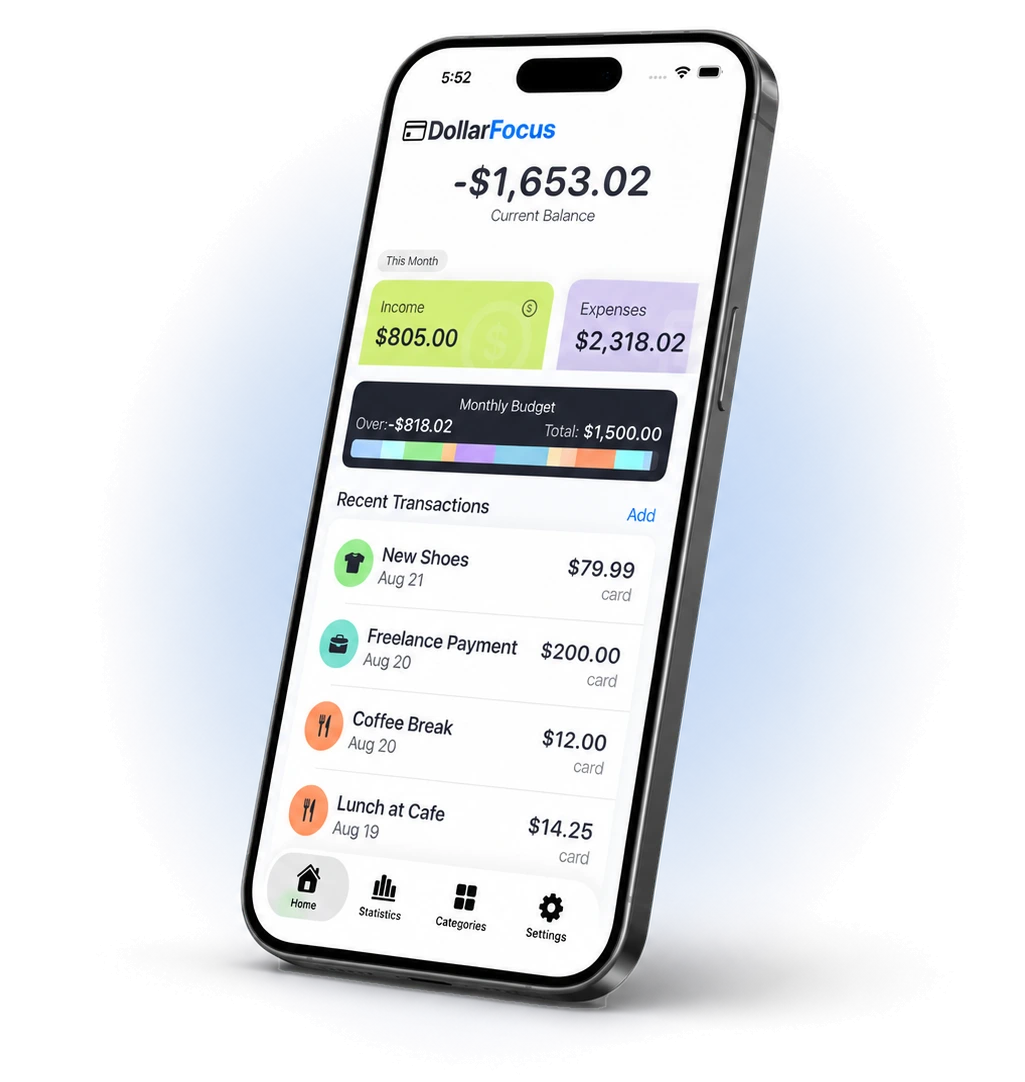 Custom financial tracking iOS app built with SwiftUI
