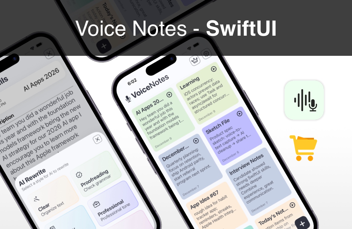 Voice Notes iOS app template